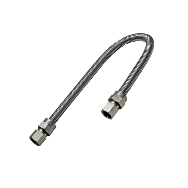 Flextron Gas Line Hose 3/8'' O.D. x 24'' Length with 3/8" FIP Fittings, Stainless Steel Flexible Connector FTGC-SS14-24H - main
